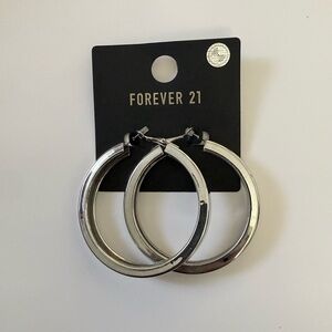 Forever 21 Shiny Silver Hoop Earrings